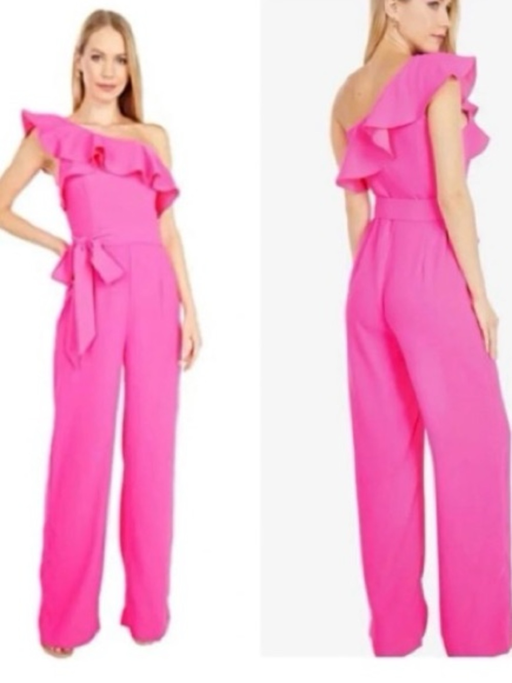 HTF Lilly Pulitzer Lyra One Shoulder Ruffle Jumpsuit Berry